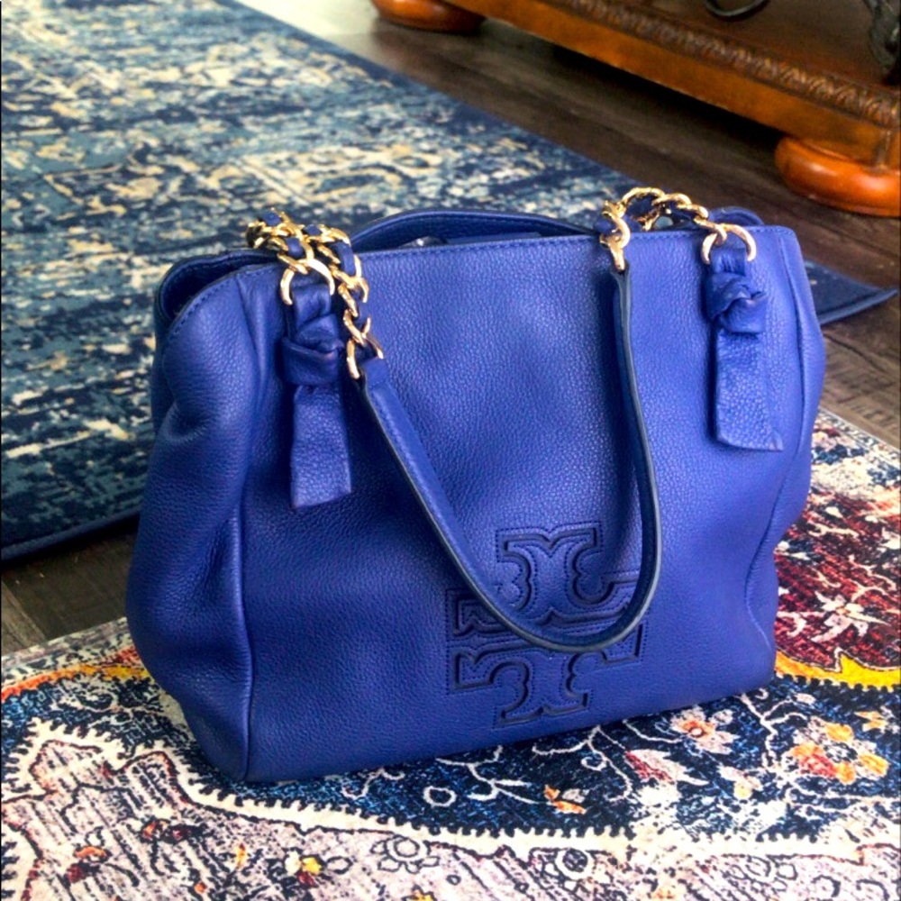 Royal Blue Leather Tory Burch Bag